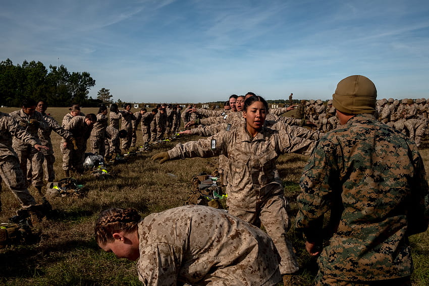 Women at a Marine Boot Camp Mewakili Krisis Identitas untuk Korps, pelatihan perekrutan korps marinir amerika serikat Wallpaper HD