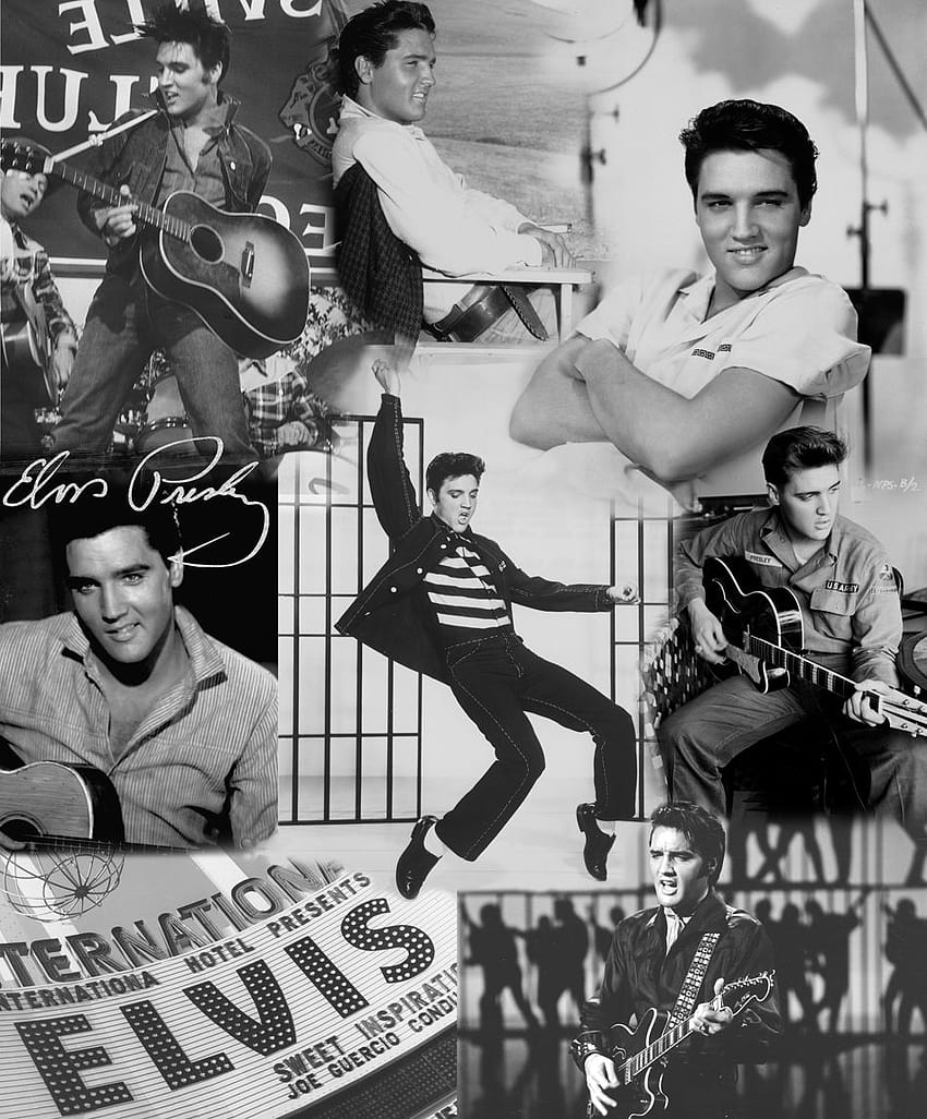 Elvis Presley Black And White Collage ตัดปะสีดำ วอลล์เปเปอร์โทรศัพท์ HD