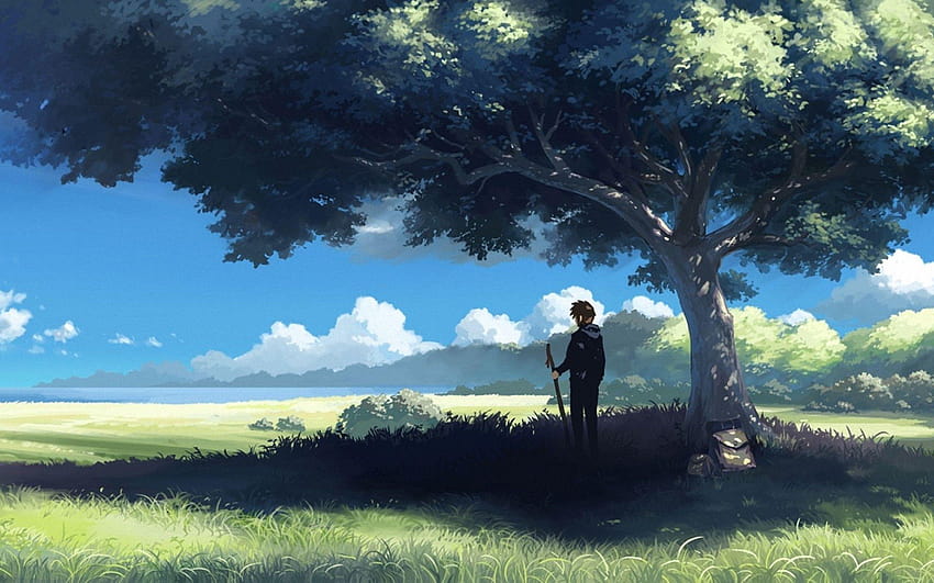 Anime Tree Scenery, hurt anime HD wallpaper