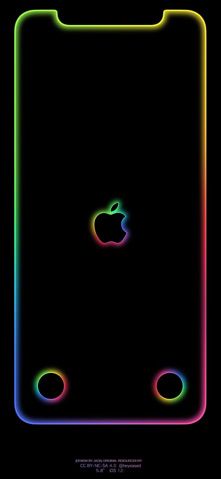 Borde del arco iris X/XS y logotipo de Apple, borde del iphone xr fondo de pantalla del teléfono