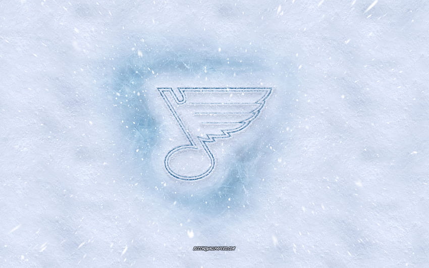 St Louis Blues logo, American hockey club, winter concepts, NHL, St Louis Blues ice logo, snow texture, St Louis, Missouri, USA, snow background, St Louis Blues, hockey with HD wallpaper
