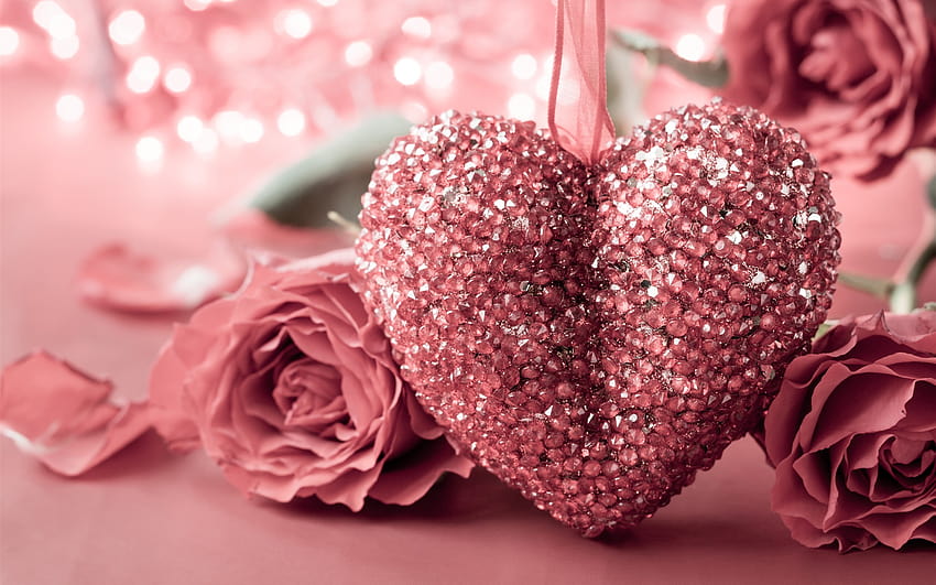 Hari Valentine, cinta hati gaya pink, mawar, romantis 3840x2160 U, bunga hati valentine Wallpaper HD