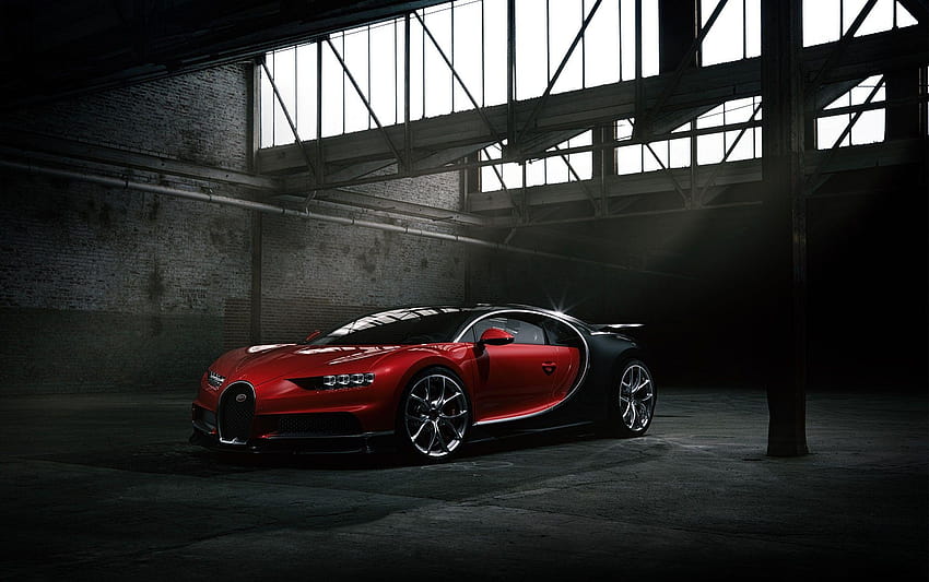 Bugatti Cars : Bugatti Chiron 레드 블랙 컬러 슈퍼카 2020 컨셉, 슈퍼 풀 HD 월페이퍼