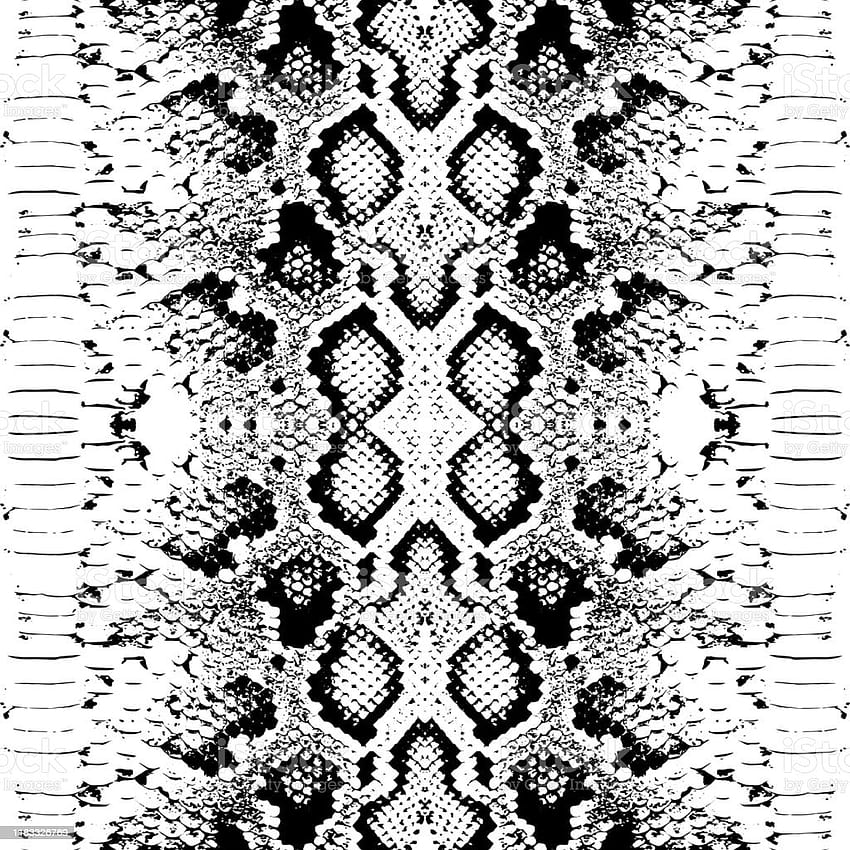 Snake Skin Scales Texture Seamless Pattern Black Isolated On White Backgrounds Simple Ornament Can Be Use For Fabric Vector Stock Illustration, ลายงู วอลล์เปเปอร์โทรศัพท์ HD