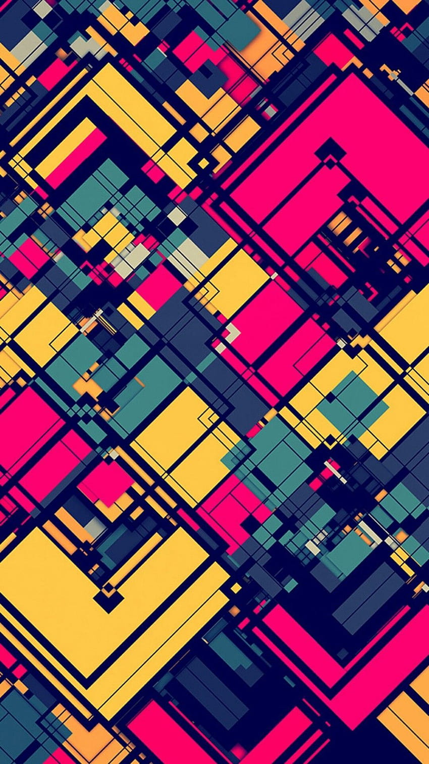 Pink and Yellow Abstract Grid HD phone wallpaper