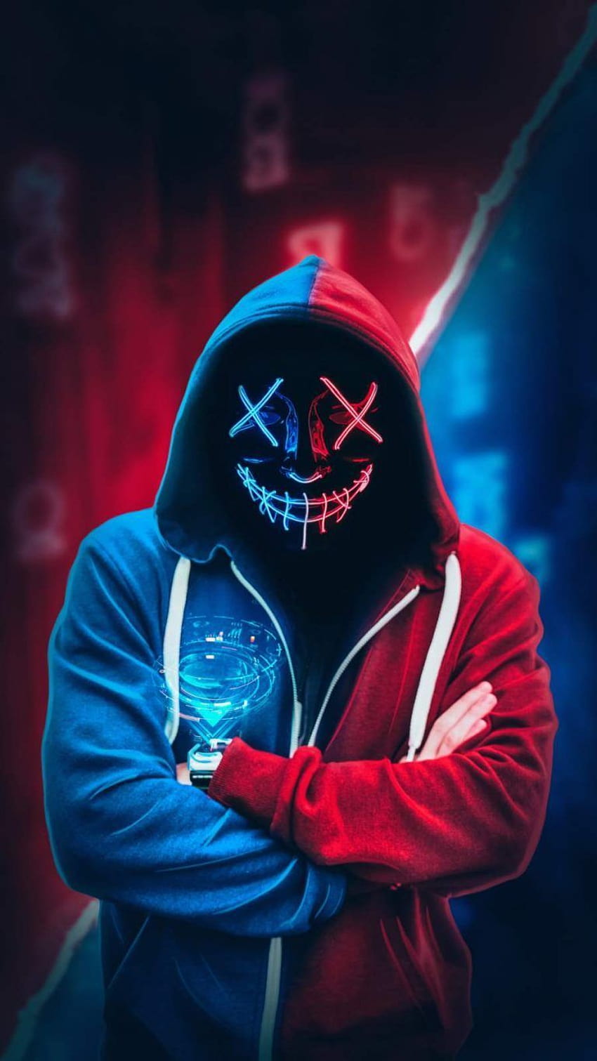 Anonymous Neon Mask Hoodie iPhone, neon anonymous HD phone wallpaper