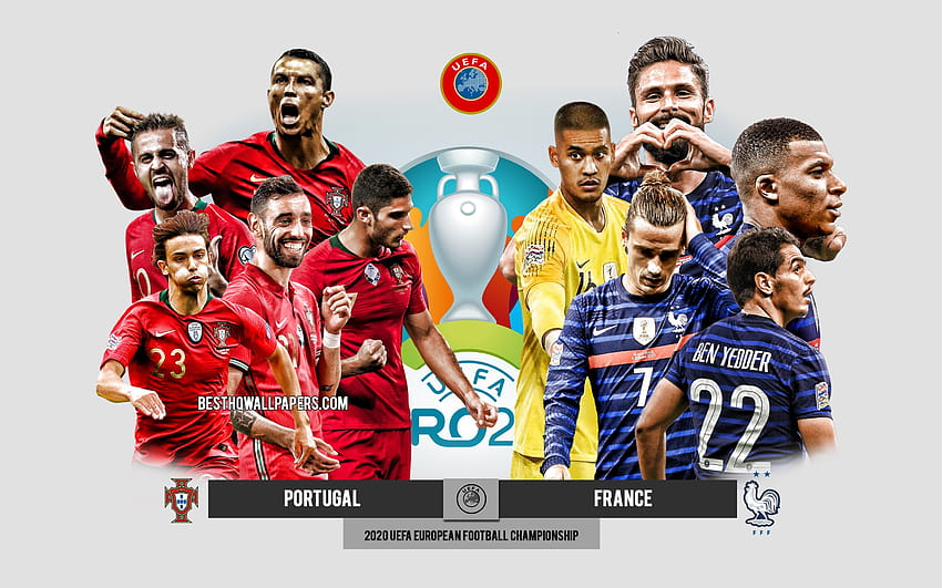 Portugal vs France, UEFA Euro 2020, Preview, promotional materials, football players, Euro 2020, football match, Portugal national football team, France national football team, Cristiano Ronaldo with resolution 2880x1800, portugal team 2021 HD wallpaper
