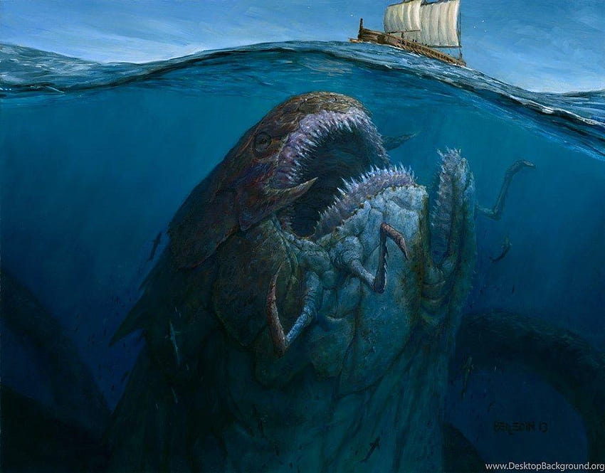 Sea Monster พื้นหลังใหม่ พื้นหลังสัตว์ประหลาดทะเล วอลล์เปเปอร์ HD
