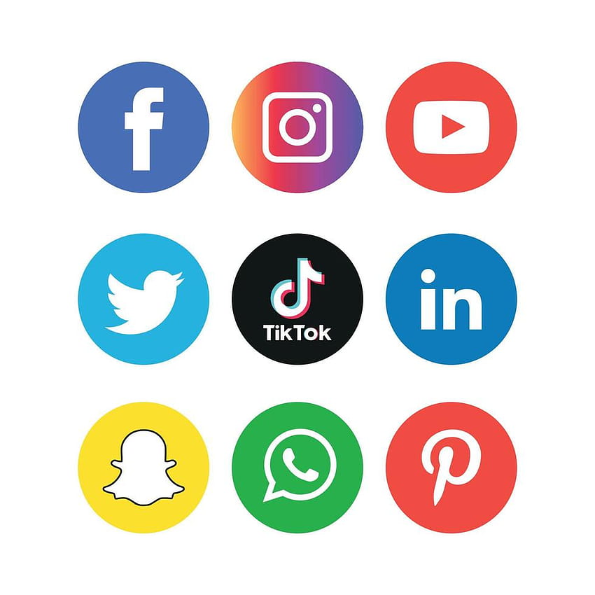 소셜 미디어 플랫 아이콘 기술, 네트워크. 배경 그룹 웃는 얼굴 판매. 공유, 좋아요, 벡터 일러스트레이션 Twitter, YouTube, WhatsApp, Snapchat, Facebook, instagram, tiktok, tok HD 전화 배경 화면