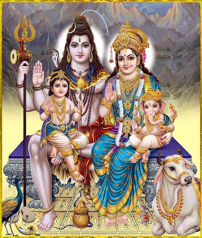 Shiva Parvati Family posté par Ryan Simpson, seigneur shiva en famille Fond d'écran de téléphone HD