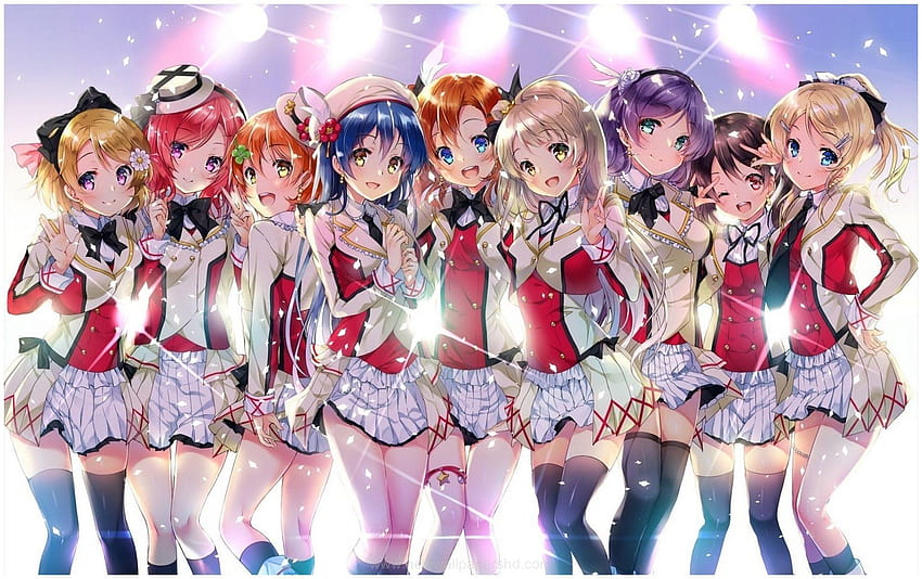 anime school girls, school idol project HD wallpaper