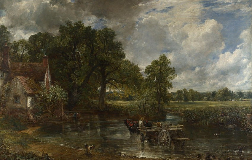 пейзаж, вагон, John Constable, The Hay Wain, John Constable , раздел живопись HD тапет