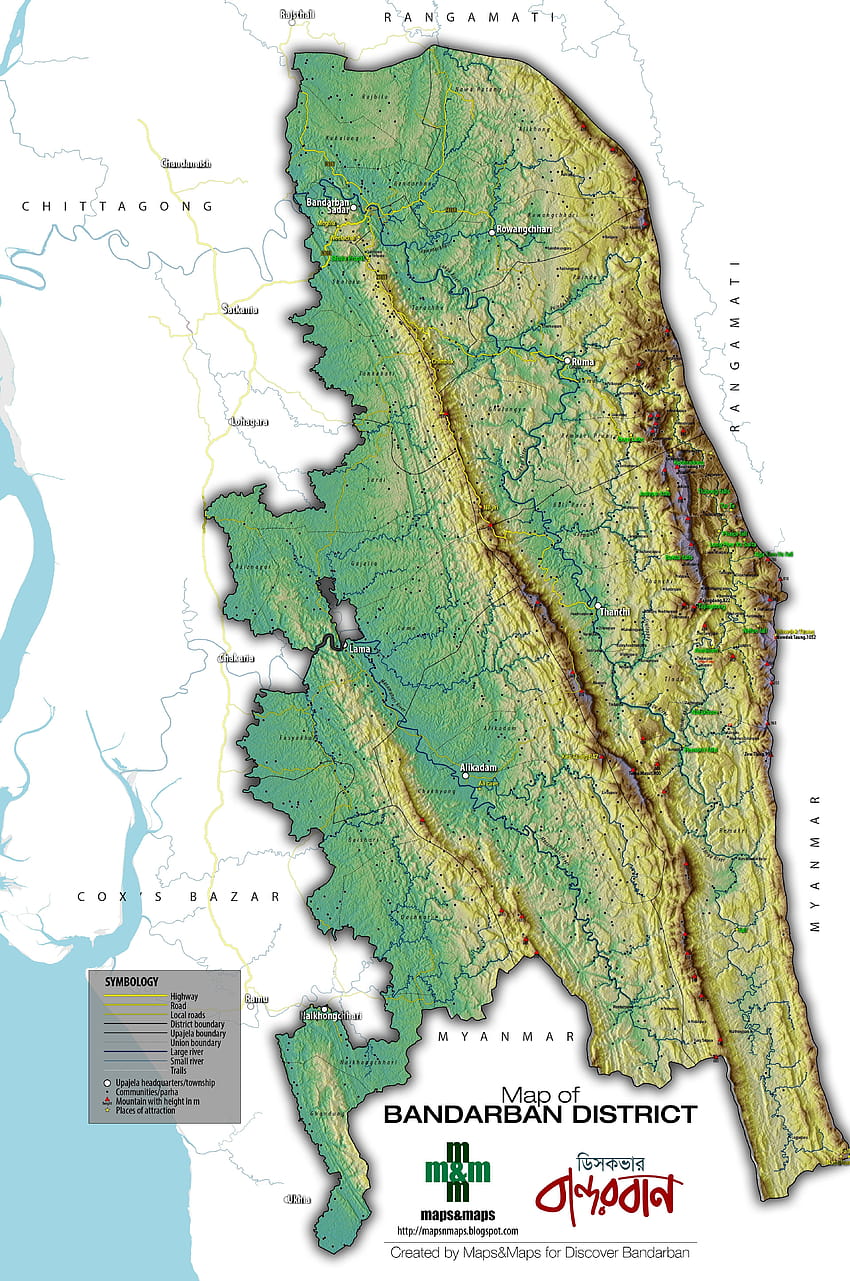 Map of Bandarban District, Bangladesh, bangladesh map HD phone wallpaper
