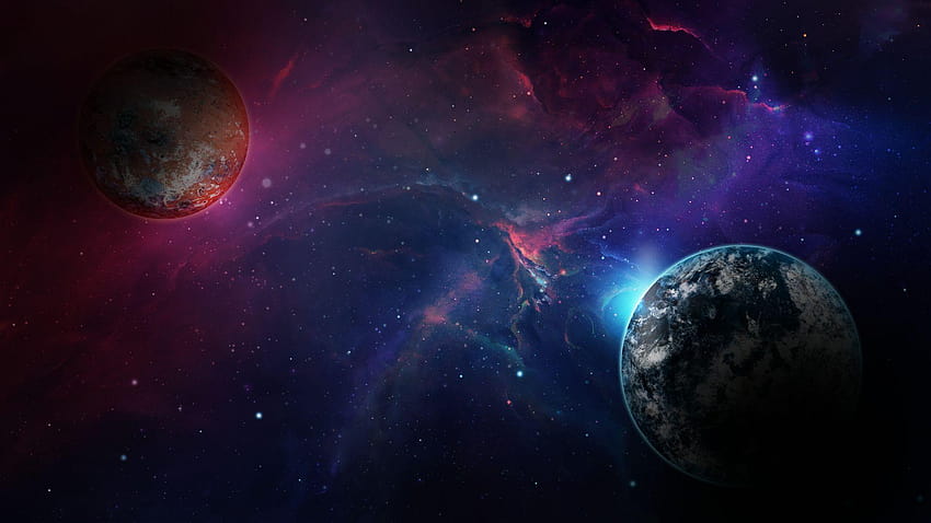 przestrzeń, galaktyka, planeta, czerwona cudowna planeta Tapeta HD