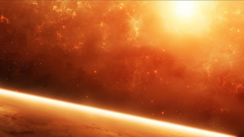 Outer space stars planets orange, orange space HD wallpaper