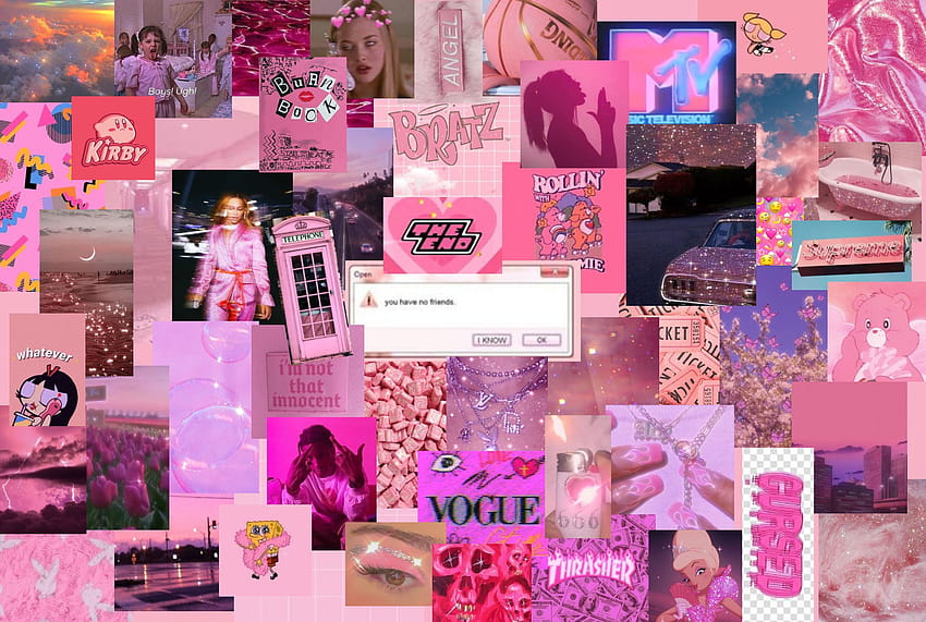 Estética de paisaje rosa, barbie portátil de estética rosa. fondo de pantalla