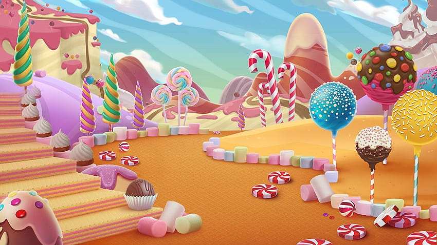 Świat cukierków, anime plac zabaw dla dzieci Tapeta HD