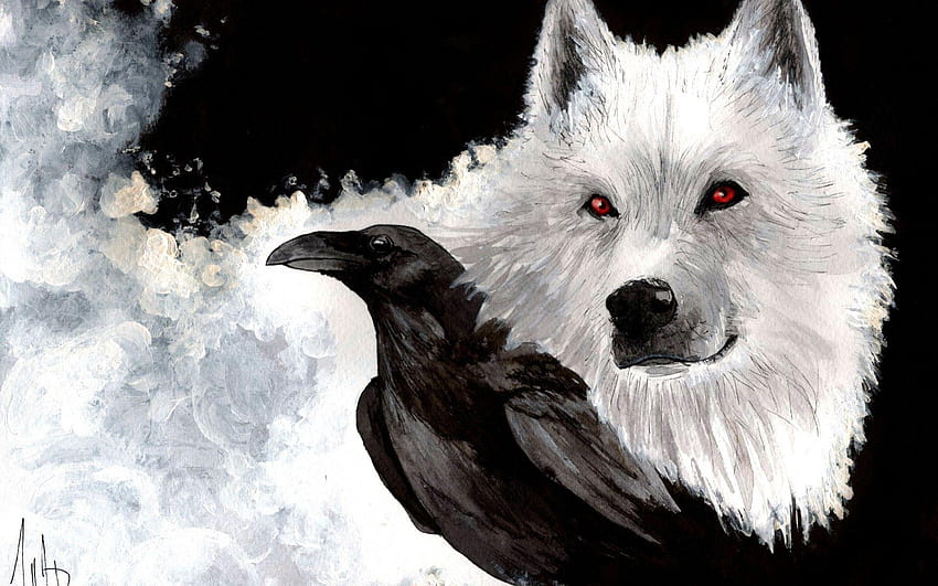 Drawn White Wolf and Raven, the passage tv HD wallpaper