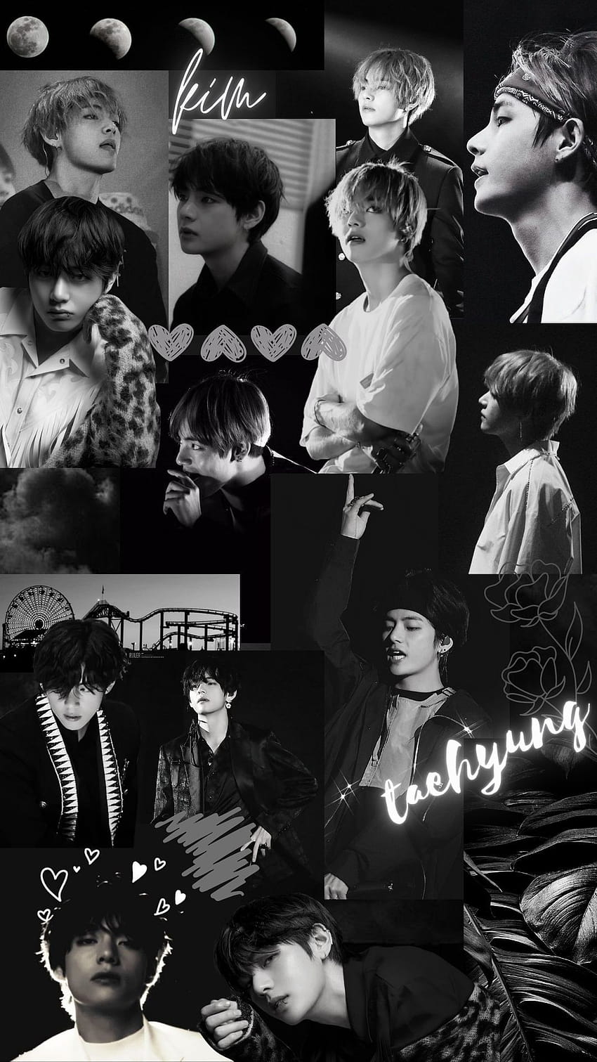 Taehyung Black And White Aesthetic posted by ジョン・アンダーソン, taehyung collage HD電話の壁紙