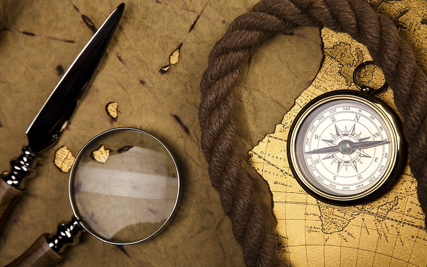 Magnifying Glass And Compass HD wallpaper