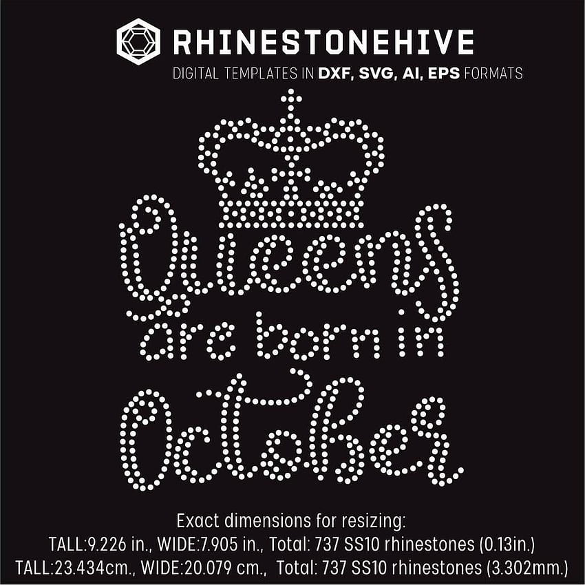 Queens are born in October Birtay rhinestone template digital , ai, svg, eps, png, dxf HD phone wallpaper