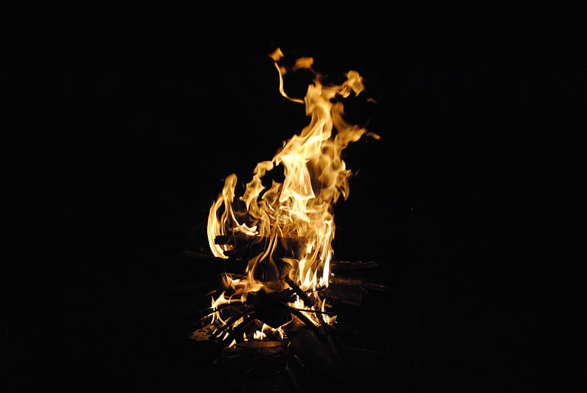 : fire, night, wood, burning 3872x2592, wood fire HD wallpaper