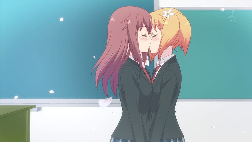 Sakura Anime Romantic Kiss, yuri anime kiss HD wallpaper
