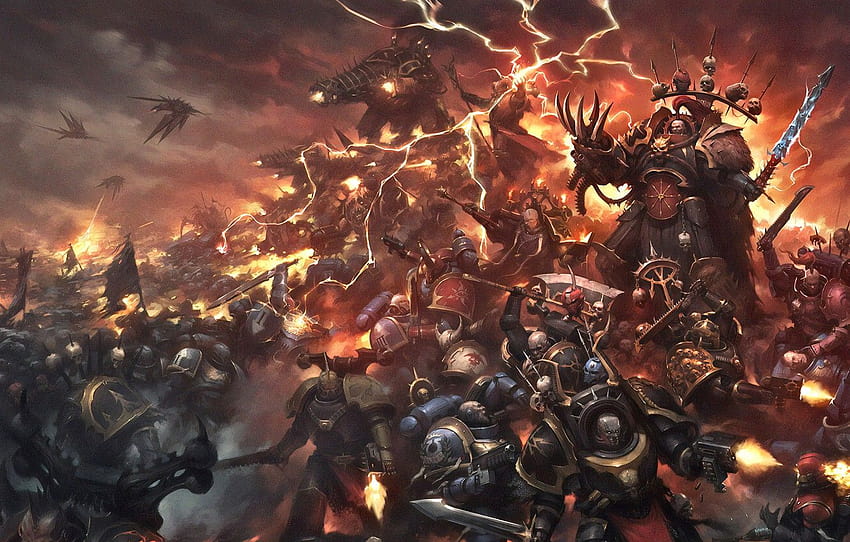 obra de arte, ultramarines, Warhammer 40 000, Legión Negra, marines del caos fondo de pantalla