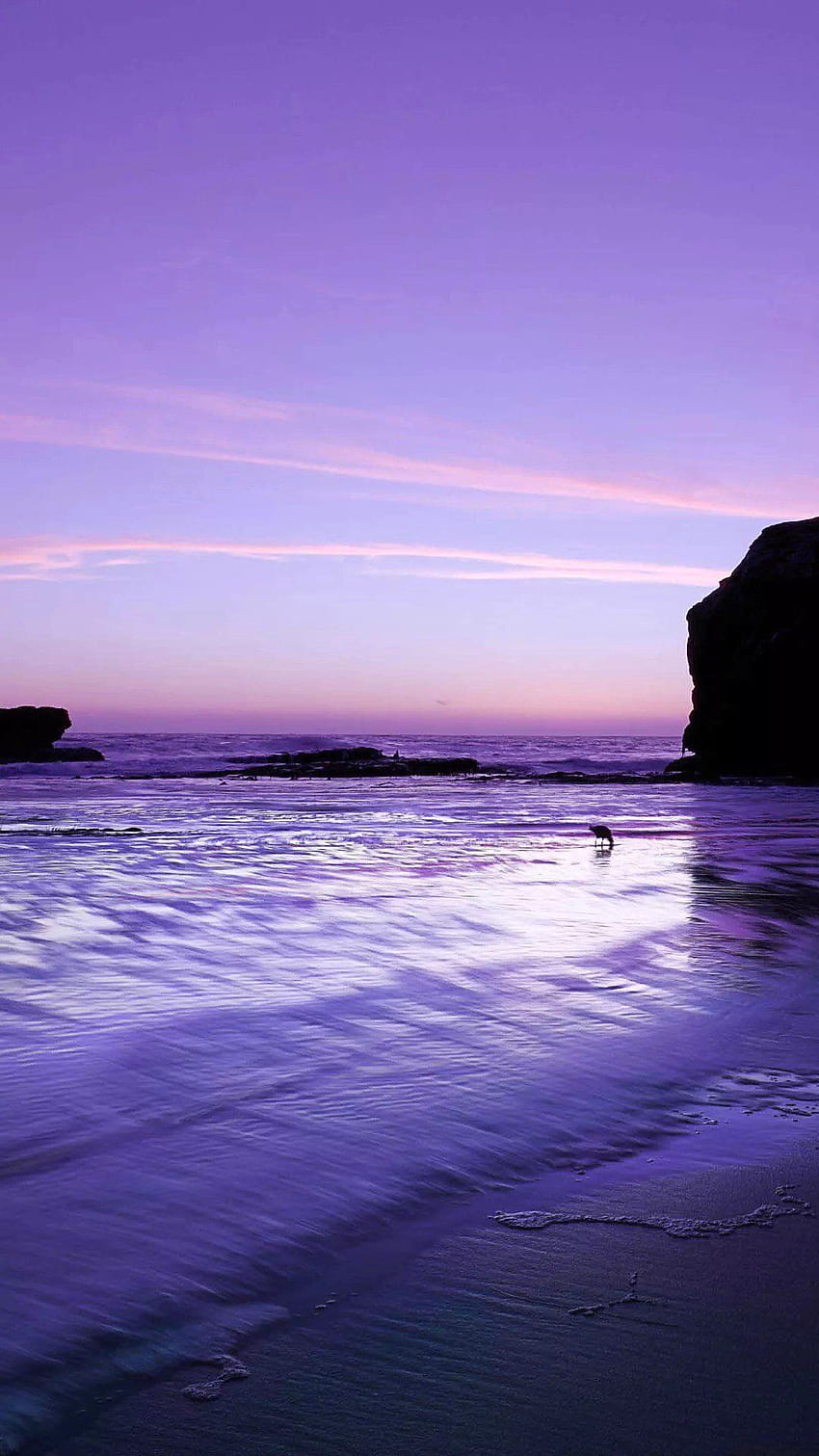 iPhone 11 Landscape Purple Beach Ocean, lila Landschaftsästhetik HD-Handy-Hintergrundbild