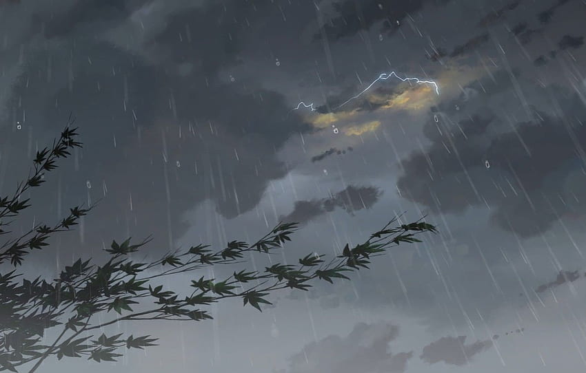 Drops, Rain, Clouds, The storm, Anime, Clouds, Makoto, beautiful cloudy sky anime HD wallpaper