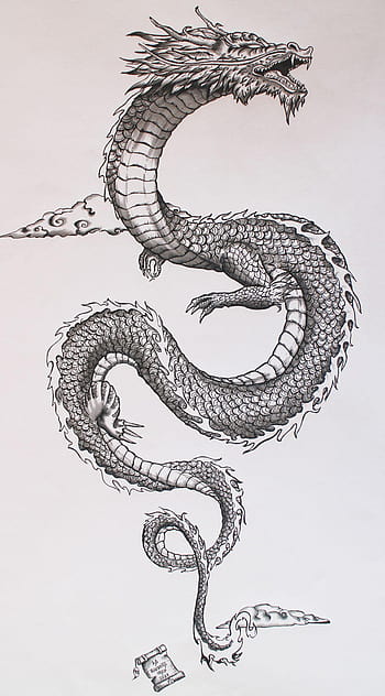 Awesome Blue Chinese Dragon Tattoo Design