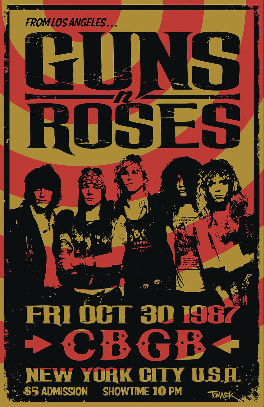 Guns N Roses 1987 콘서트 포스터 2021, 빈티지 콘서트 포스터 HD 전화 배경 화면