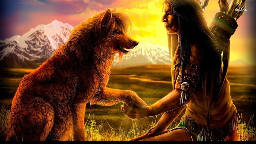 Coole indianische Hintergründe, indianischer Wolfshintergrund HD-Hintergrundbild