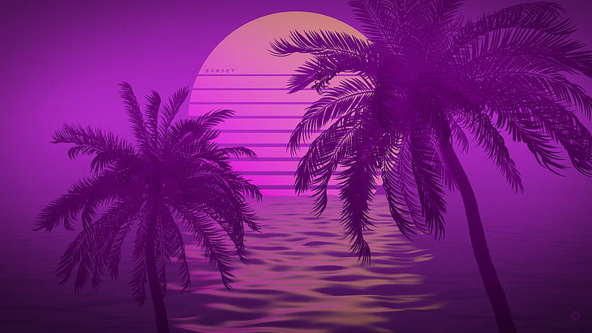 Retro Sunset posted by Zoey Peltier, purple retro sunset HD wallpaper