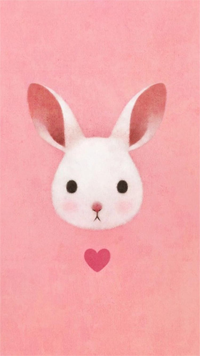 Cute Lovely Pink Rabbit Drawing Art iPhone 8, coniglietto anime cool Sfondo del telefono HD