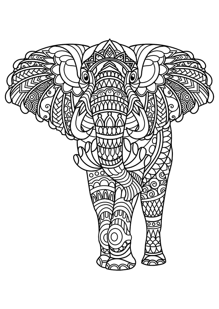 GetDrawings での象の描画のパターン、象のゼンタングル HD電話の壁紙