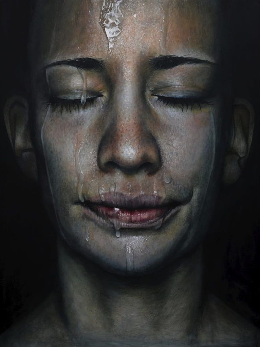Gesichter“ – Hyperrealistische Ölgemälde von Erica Elan Ciganek, hyperrealistische Porträtmalerei HD-Handy-Hintergrundbild