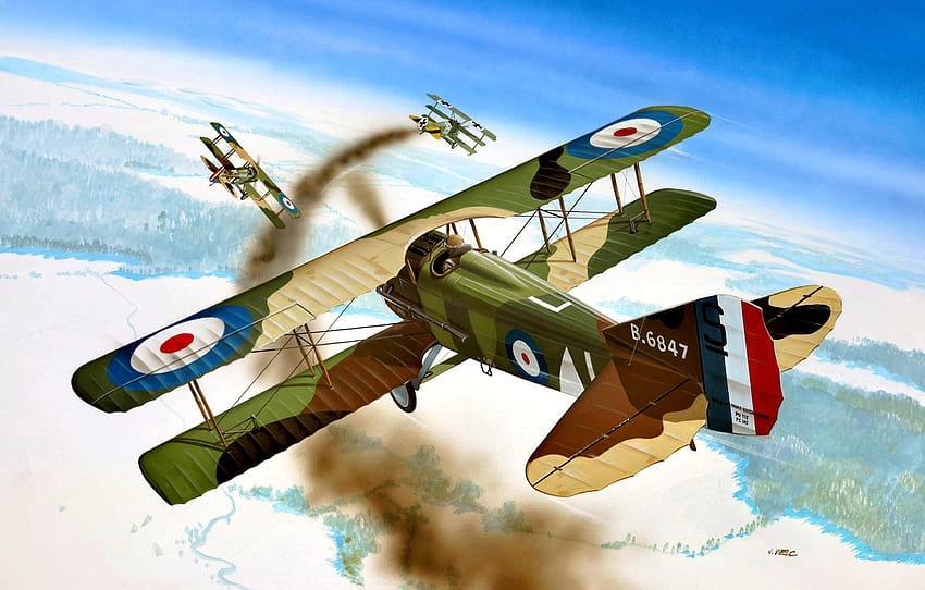 fumée, France, combattant, Fokker, La première guerre mondiale, SPAD XIII , section авиация, avions de la 1ère guerre mondiale Fond d'écran HD
