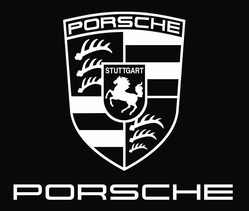 Porsche-Logo schwarz und weiß HD-Hintergrundbild