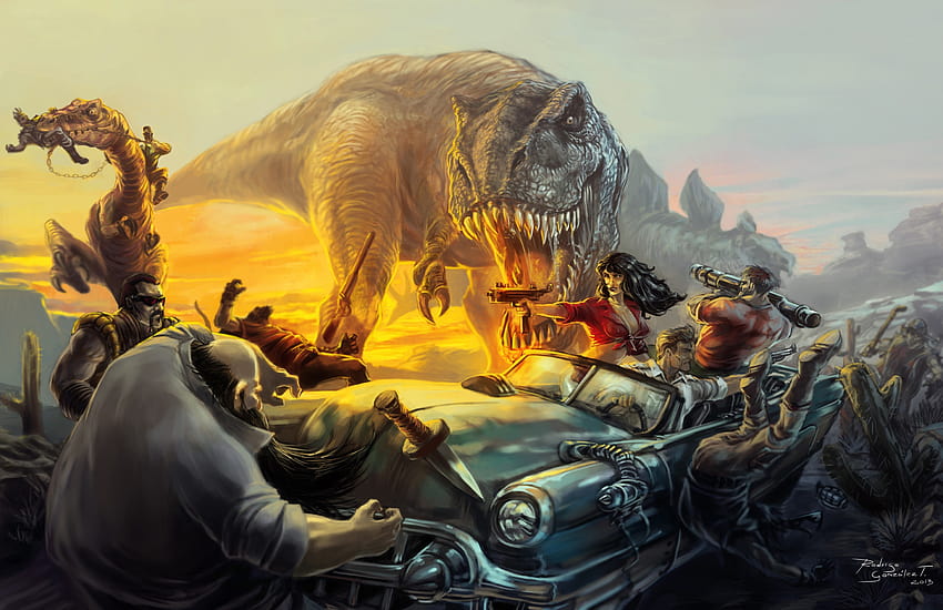 Cadillacs And Dinosaurs HD wallpaper