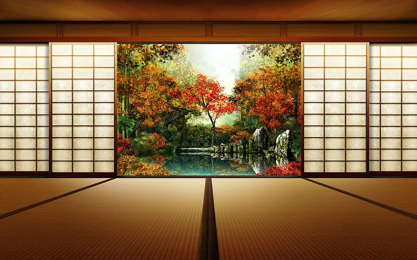 Jardim Japonês, casa japonesa papel de parede HD