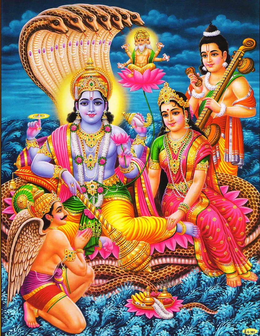 Lord Vishnu Lord Bramha Goddess Lakshmi Gallery, vishnu lakshmi HD phone wallpaper