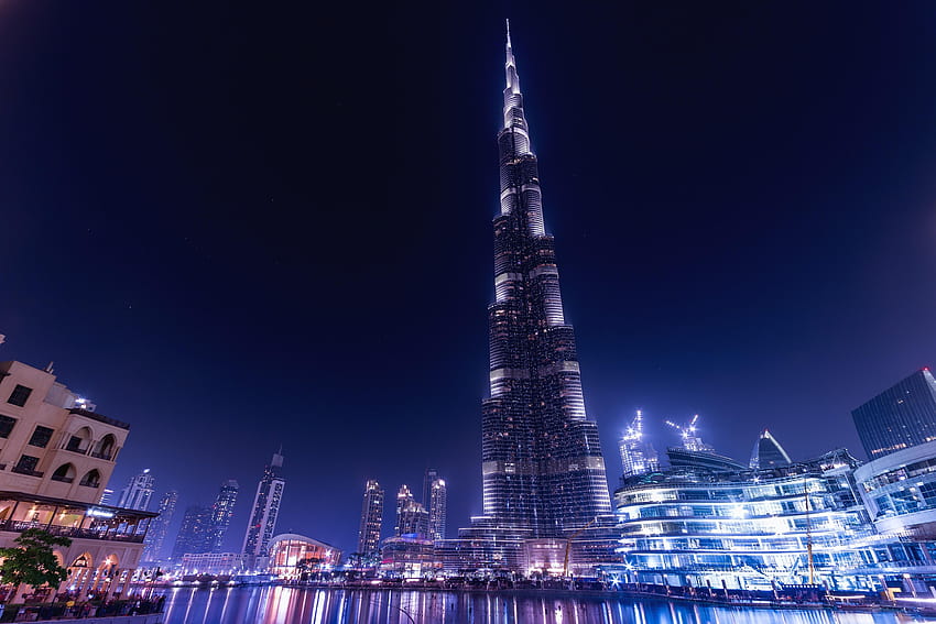 Burj Khalifa, Burj Dubai, Wolkenkratzer, Dubai, Nachtlandschaft, Dubai Burj Khalifa HD-Hintergrundbild