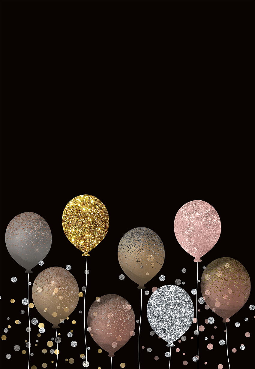 Glitter Balloon, gold balloons HD phone wallpaper