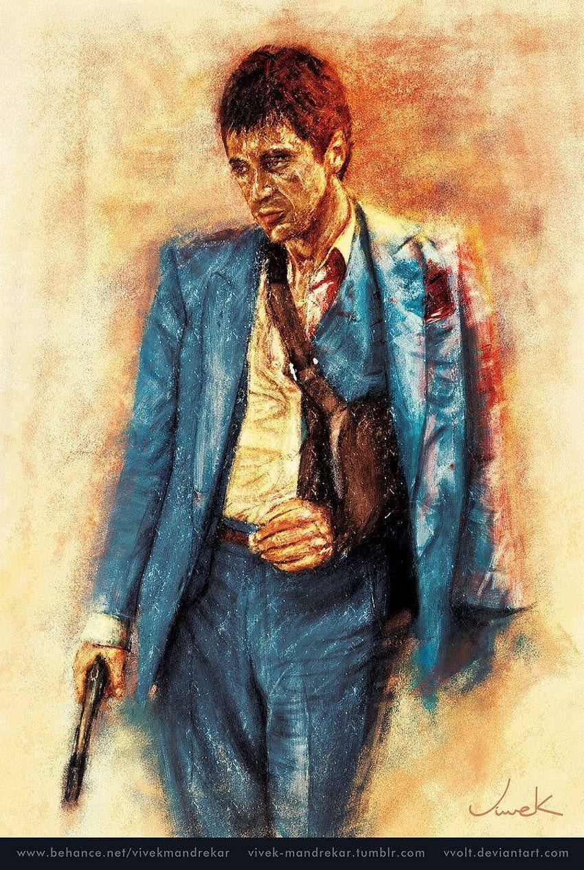 TONY MONTANA aka AL Pacino Painting by VVOLT, al pacino 2017 HD тапет за телефон