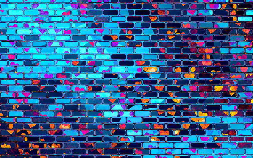 neon brickwall, abstract bricks, bricks textures, colorful brick wall, bricks, wall, neon bricks with resolution 2880x1800. High Quality HD wallpaper