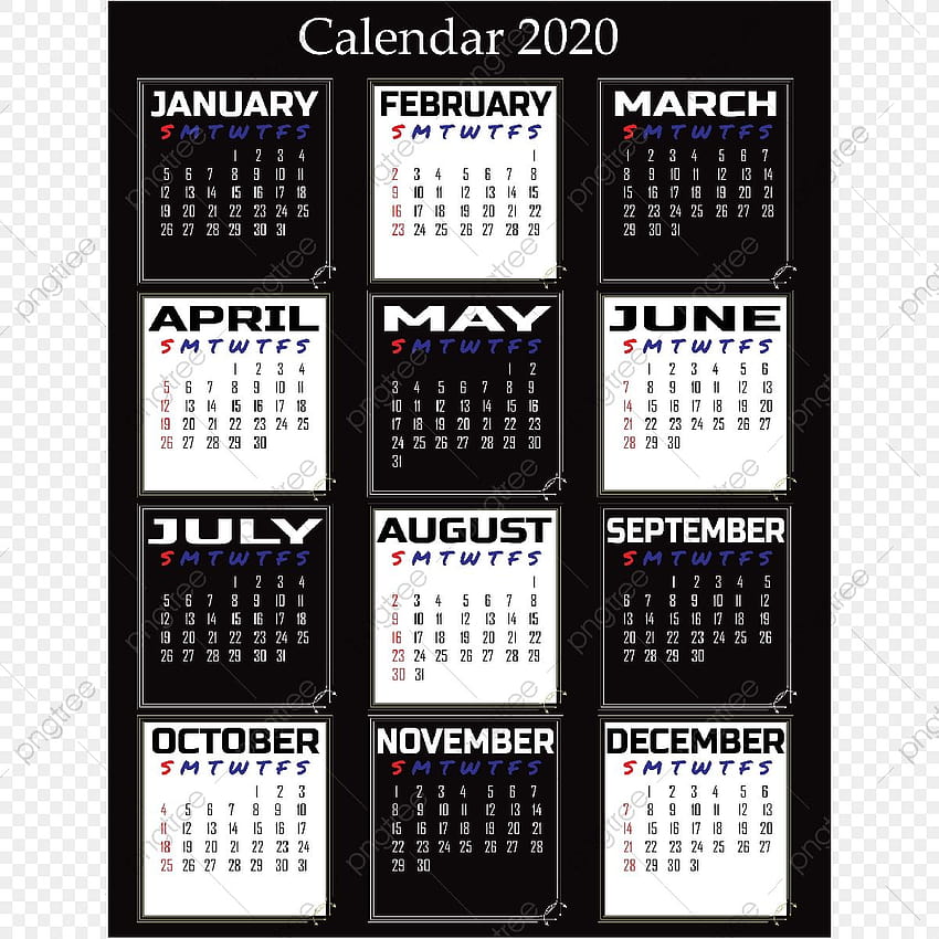 Calendar 2020 Black White Style, Date, Calendar 2020, Calender 2020 PNG and Vector with Transparent Backgrounds for HD phone wallpaper