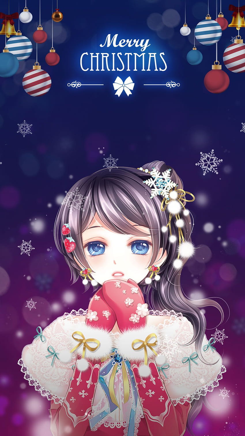 Lovely Christmas Girl Live !, anime navideño lindo fondo de pantalla del teléfono