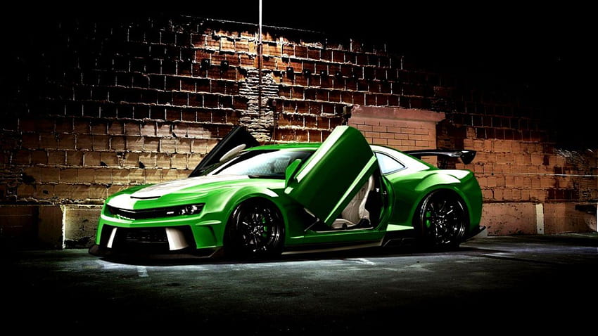 車の背景 クールな緑のスポーツカー、緑のスポーツカー 高画質の壁紙