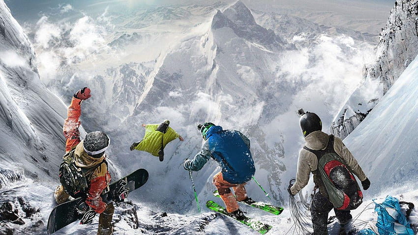 Skiing, Wingsuit Flying, Snowboarding, Paragliding, snowboard cross HD wallpaper